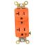 Straight Blade Duplex Receptacle, NEMA 5-20R, 20 Amps, Isolated Ground, Orange, IG5362