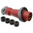 4 Pin, Pin & Sleeve Male Plug, 3 Pole, 20A, 480v, Red, HBL420P7W