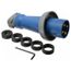 4 Pin, Pin & Sleeve Male Plug, 4 Wire, 3 Pole, 60A, 250v, Watertight, Blue, HBL460P9W