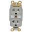 Straight Blade Duplex Receptacle, NEMA 5-20R, 20 Amps, Self-Grounding, Gray, HBL5362GY