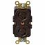 2P 3 Wire 125 VAC, 15A, L5-15R NEMA, Self Grounding Receptacle, Brown, HBL4700