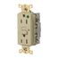 Duplex Hospital GFCI Receptacle, NEMA 5-15R, Manual Reset, Back/Side Wiring (Ivory), GFR82I