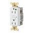 Duplex Commercial GFCI Receptacle NEMA 5-20R, Screw Terminals, Socket End, Manual Reset (White), GFR82W