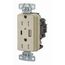 USB Charger Receptacle, 15A 125V Duplex, Power Delivery 55W Type AC Ports, NEMA 5-15R (Ivory), USB15ACPDI