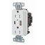 USB Charger Receptacle, 15A 125V Duplex, Power Delivery 55W Type AC Ports, NEMA 5-15R (White), USB15ACPDW