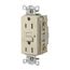Duplex Commercial GFCI Receptacle NEMA 5-15R, Screw Terminals, Socket End, Manual Reset (Ivory), GFR15I