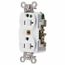 Straight Blade Duplex Receptacle, NEMA 5-20R, 20 Amps, Self-Grounding, White, HBL8300W