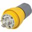 2P 3 Wire 15A Industrial Locking Plug, L5-15P, 125V, Yellow, HBL24W47A