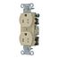 Tamper Resistant Straight Blade Duplex Receptacle, Commercial/Industrial Grade, 2-Pole 3-Wire Grounding, 15A 125V, 5-15R (Ivory), BR15ITR
