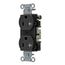 Tamper Resistant Straight Blade Duplex Receptacle, Commercial/Industrial Grade, 2-Pole 3-Wire Grounding, 20A 125V, 5-20R (Black), BR20BLKTR