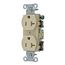 Straight Blade Duplex Receptacle, Commercial/Industrial Grade, 2-Pole 3-Wire Grounding, 20A 125V, 5-20R (Ivory), BR20I