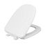 Plastic Toilet Seat, Elongated Closed Square Front w/ Cover (White)