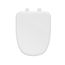 Plastic Toilet Seat, Elongated Closed Square Front w/ Cover (White)