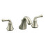 Forte Double Handle Widespread Lavatory Faucet with Traditional Lever Handles and Plastic Drain - Brushed Nickel