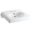 Brenham 3-Hole Wall-Mount/Concealed Arm Bathroom Sink for 4" Centerset Faucets (White), K-1997-4-0