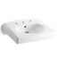 Brenham 3-Hole Wall-Mount/Concealed Arm Bathroom Sink for 8" Centerset Faucets (White), K-1997-8-0