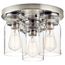 Brinley 11.75" 3 Light Flush Mount w/ Clear Glass (Brushed Nickel)