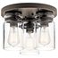 Brinley 11.75" 3 Light Flush Mount w/ Clear Glass (Olde Bronze)