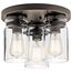 Brinley 11.75" 3 Light Flush Mount w/ Clear Glass (Olde Bronze)