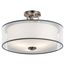 Tallie 18" 3 Light Semi Flush w/ Satin Etched White Inner Diffuser and White Translucent Organza Outer Shade (Antique Pewter)