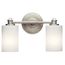 Joelson 14" 2 Light Vanity Light w/ Satin Etched Cased Opal and Clear Glass Accent Glass (Brushed Nickel)