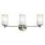 Joelson 24" 3 Light Vanity Light w/ Satin Etched Cased Opal and Clear Glass Accent Glass (Brushed Nickel)