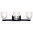 Vionnet 24" 3 Light Vanity Light w/ Clear Glass (Black)