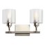 Harvan 15" 2 Light Vanity Light w/ Clear Ribbed Glass Satin Nickel
