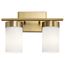 Ciona 14.5" 2 Light Vanity Light with Round Ribbed Glass Brushed (Natural Brass)