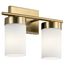 Ciona 14.5" 2 Light Vanity Light with Round Ribbed Glass Brushed (Natural Brass)