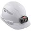 Hard Hat, Vented, Cap Style with Rechargeable Headlamp, White