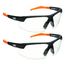 Safety Glasses, Clear Anti-Fog Lens, Half-Frame, Black/Orange