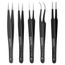 5 Piece Stainless Steel Universal Tweezers Set w/ Tool Roll