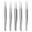 5 Piece Premium Stainless Steel Tweezer Set w/ Tool Roll
