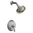 Fairfax Rite-Temp Pressure-Balancing Shower Faucet Trim w/ Lever Handle - Polished Chrome w/ Polished Brass Accents