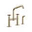 Billet Two-Hole Bridge Kitchen Sink Faucet w/ Side Sprayer (Vibrant French Gold), K-28665-3-AF
