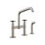 Billet Two-Hole Bridge Kitchen Sink Faucet w/ Side Sprayer (Vibrant Stainless), K-28665-3-VS