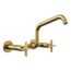 Billet Two-Hole Wall-Mount Bridge Kitchen Sink Faucet (Vibrant Brushed Moderne Brass), K-28666-3-2MB