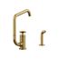 Billet Single-Handle Bar Sink Faucet w/ Two-Function Extended-Reach Spout And Side Sprayer (Vibrant Brushed Moderne Brass), K-28667-3-2MB