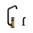 Billet Single-Handle Bar Sink Faucet w/ Two-Function Extended-Reach Spout And Side Sprayer (Matte Black w/ Brushed Moderne Brass), K-28667-3-BMB