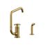 Billet Single-Handle Bar Sink Faucet w/ Two-Function Extended-Reach Spout And Side Sprayer (Vibrant Brushed Moderne Brass), K-28667-9-2MB