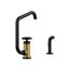 Billet Single-Handle Bar Sink Faucet w/ Two-Function Extended-Reach Spout And Side Sprayer (Matte Black w/ Brushed Moderne Brass), K-28667-9-BMB