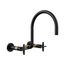 Billet Two-Hole Wall-Mount Bridge Kitchen Sink Faucet (Matte Black w/ Brushed Moderne Brass), K-28672-3-BMB