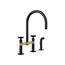 Billet Two-Hole Bridge Kitchen Sink Faucet w/ Side Sprayer (Matte Black w/ Brushed Moderne Brass), K-28673-3-BMB
