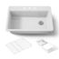 33" Top-Mount Single-Bowl Workstation Kitchen Sink (White), K-5871-3A2-0