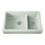 Whitehaven Smart Divide 35-1/2" Undermount Double-Bowl Farmhouse Kitchen Sink w/ Short Apron (Aspen Green), K-6426-42