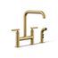 Two-Hole Bridge Kitchen Sink Faucet w/ Side Sprayer (Vibrant Brushed Moderne Brass), K-7548-4-2MB