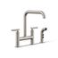 Two-Hole Bridge Kitchen Sink Faucet w/ Side Sprayer (Vibrant Stainless), K-7548-4-VS