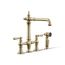 Three-Hole Bridge Kitchen Sink Faucet w/ Side Sprayer (Vibrant French Gold), K-76519-4-AF