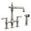 Artifacts Three-Hole Bridge Bar Sink Faucet w/ Side Sprayer (Vibrant Polished Nickel), K-76520-4-SN